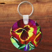 Rode waterverf bloem sleutelhanger (Voorkant)