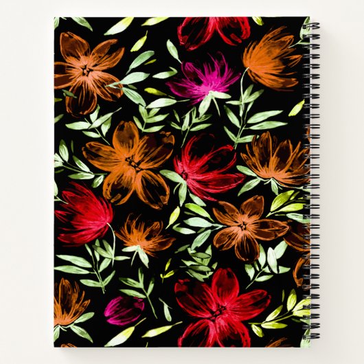 Rode Waterverf bloemen 3 Notitieboek (Achterkant)