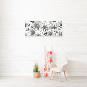 Rode Waterverf bloemen 4 Spandoek