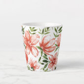 Rode Waterverf bloemen Latte Mok (Voorkant)