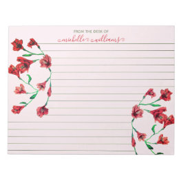 Rode Waterverf bloemen, op maat gemaakt Notitieblok