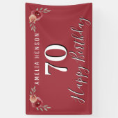 Rode Waterverf Floral 70e verjaardag Spandoek (Verticaal)