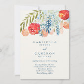 Rode Waterverf Floral Boho Garden Wedding Kaart (Voorkant)