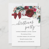 Rode Waterverf Floral Bow kerstfeest Kaart (Voorkant)