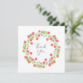 Rode Waterverf Floral Wreath Bedankkaart (Staand voorkant)