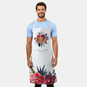 Rode waterverf floreel goud, monogrammen schort (Gedragen)