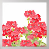 Rode Waterverf Geraniums Poster (Voorkant)