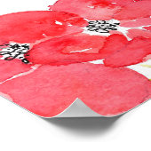 Rode Waterverf Geraniums Poster (Hoek)