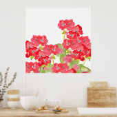 Rode Waterverf Geraniums Poster (Keuken)