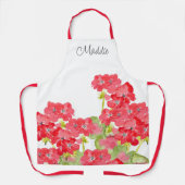 Rode Waterverf Geraniums Schort (Voorkant)