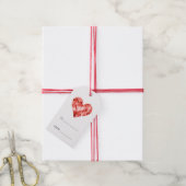 Rode waterverf hart cadeaulabel (Met Touw)