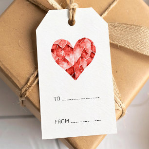 Rode waterverf hart cadeaulabel
