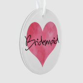 Rode Waterverf Hartbridesmaïde  Ornament (voorkant)