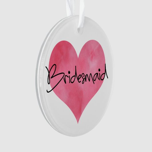 Rode Waterverf Hartbridesmaïde Ornament (voorkant)