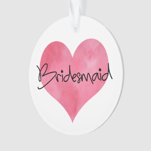 Rode Waterverf Hartbridesmaïde  Ornament (voorkant)