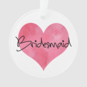 Rode Waterverf Hartbridesmaïde Ornament (voorkant)