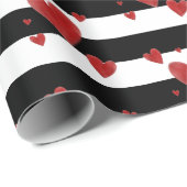 Rode Waterverf Harten en Stripes Cadeaupapier (Rol Hoek)