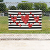 Rode Waterverf Harten en Stripes Spandoek (Insitu)