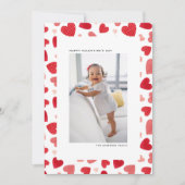 Rode Waterverf Harten Foto Gelukkige Valentijnsdag Feestdagenkaart (Voorkant)