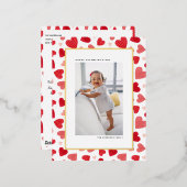 Rode Waterverf Harten Foto Gelukkige Valentijnsdag Folie Feestdagen Briefkaart (Voorkant / Achterkant)