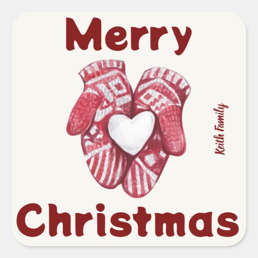 Rode waterverf kerst sticker (Voorkant)