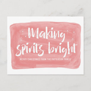 Rode Waterverf maakt spirits helder holiday Feestdagenkaart