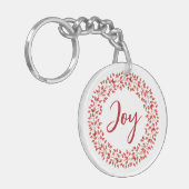 Rode Waterverf met een Logo met vreugde. Sleutelhanger (Voorkant Links)