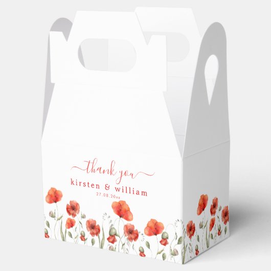 Rode Waterverf papavers, bruiloft bedankt Bedankdoosjes (Geopend)
