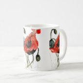 Rode waterverf papaverzaad koffiemok (Voorkant rechts)