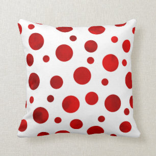 Rode Waterverf Polka Dots Kussen