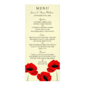 Rode Waterverf Poppies Bloemen Trouwmenu Reclamekaart (Voorkant)