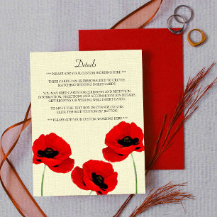 Rode Waterverf Poppies Floral Wedding Collectie Informatiekaartje