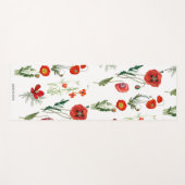 Rode Waterverf Poppies Florals Aangepaste naam Yogamat (Voorkant (horizontaal))