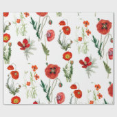 Rode Waterverf Poppies Florals Cadeaupapier (Vlak)