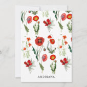 Rode Waterverf Poppies Florals Dank u Bedankkaart (Achterkant)