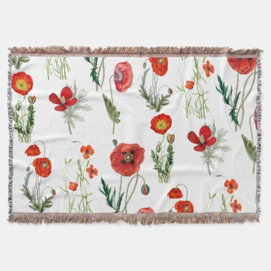 Rode Waterverf Poppies Florals Deken (Voorkant)