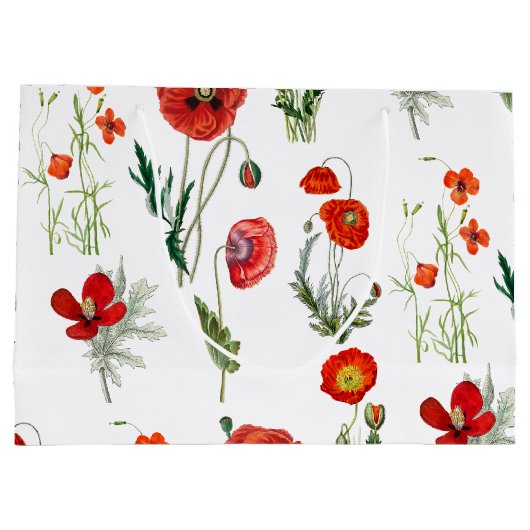 Rode Waterverf Poppies Florals Groot Cadeauzakje (Achterkant)