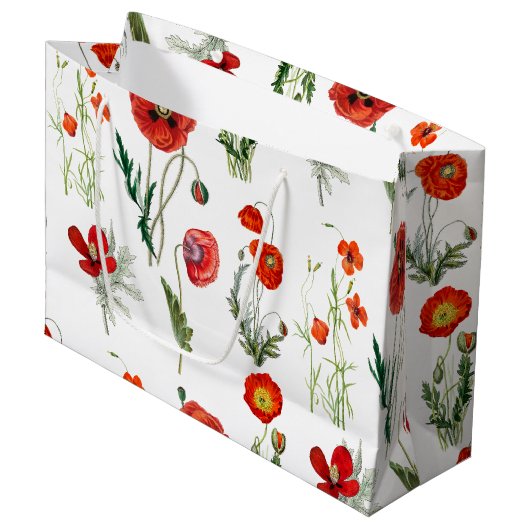 Rode Waterverf Poppies Florals Groot Cadeauzakje (Voorkant Gekanteld)