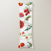 Rode Waterverf Poppies Florals Lichaamskussen (Voorkant Verticaal)