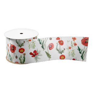 Rode Waterverf Poppies Florals Lint