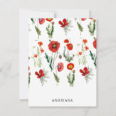 Rode Waterverf Poppies Florals Notitiekaartje (Achterkant)