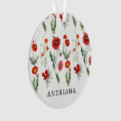 Rode Waterverf Poppies Florals Ornament (voorkant)