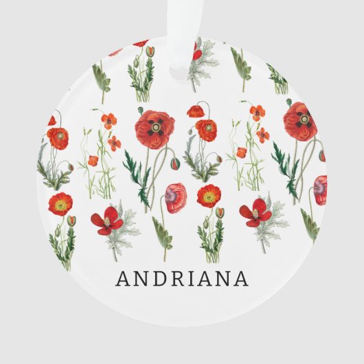 Rode Waterverf Poppies Florals Ornament (voorkant)
