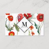 Rode Waterverf Poppies Florals Professional Visitekaartje (Voorkant)