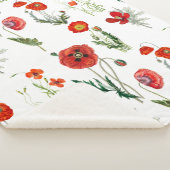Rode Waterverf Poppies Florals Sherpa Deken (3/4)