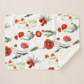 Rode Waterverf Poppies Florals Sherpa Deken (Voorkant (horizontaal))