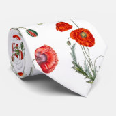 Rode Waterverf Poppies Florals Stropdas (Opgerold)