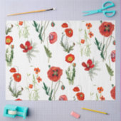Rode Waterverf Poppies Florals Tissuepapier (Craft)