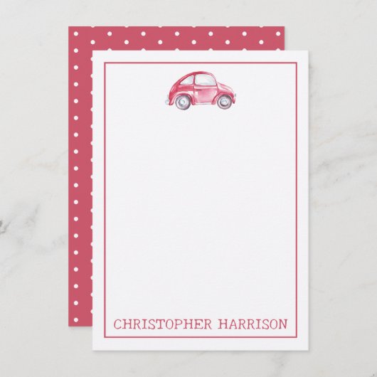 Rode Waterverf  Retro Buggy Bug Auto (Voorkant / Achterkant)