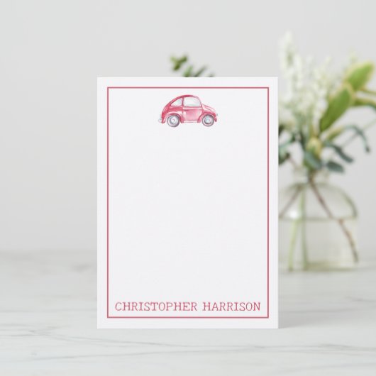 Rode Waterverf  Retro Buggy Bug Auto (Staand voorkant)